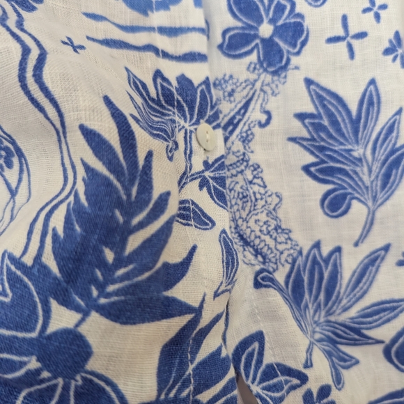 Joie Blue and White Button Down Coastal 100% Linen Shirt Large - Picture 4 of 7